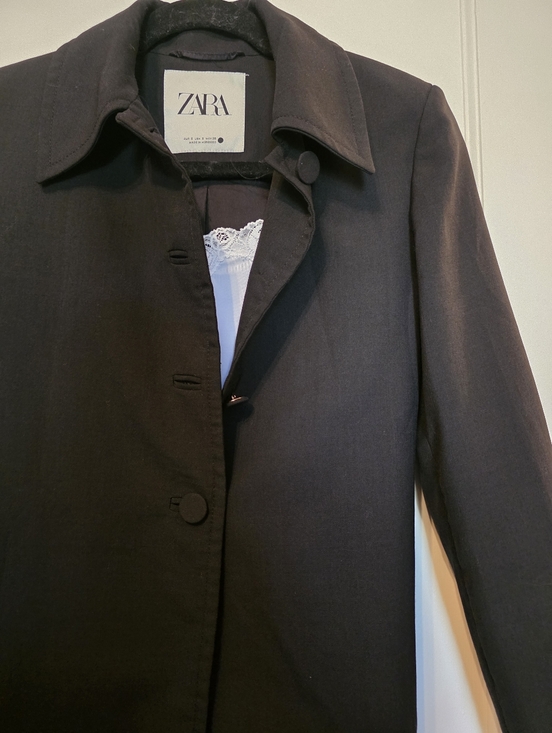 Zara Jackets & Blazers - ZARA Black Short Masculine Twill Coat Jacket 0518/164 Small